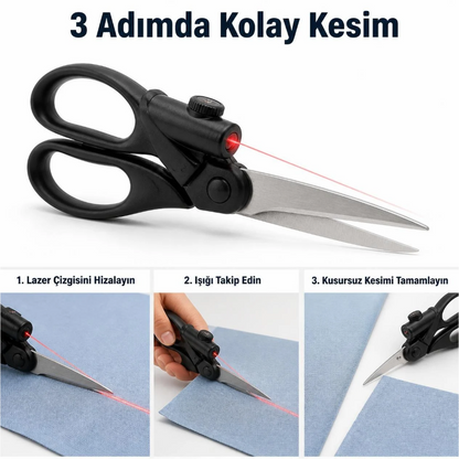 Lazerli Makas – Lazer Çizgili Hassas Kumaş Kesim Makası