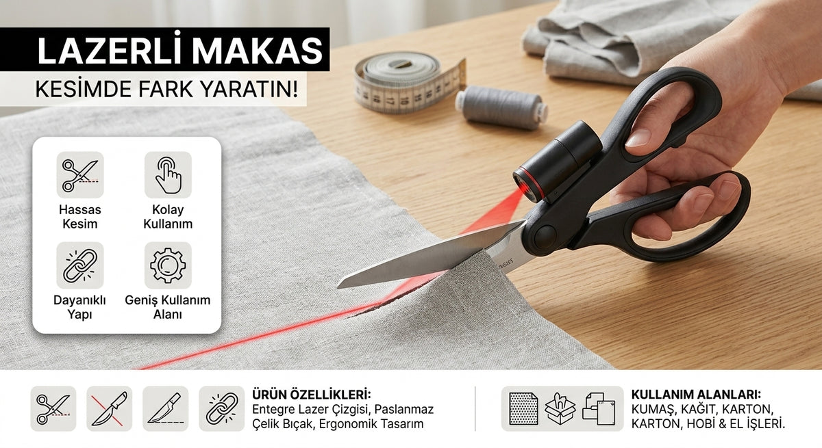 Lazerli Makas – Lazer Çizgili Hassas Kumaş Kesim Makası